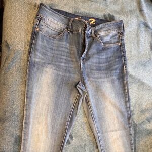 Seven7 Blue Skinny Jeans with Faded Wash